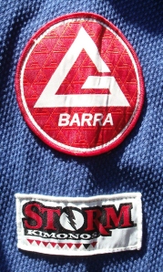 After opening the gi and inspecting it, the patch work is really well done.  The subdued "G"s in the red really make the "BARRA" pop.  Pretty standard logo patching from STORM throughout.